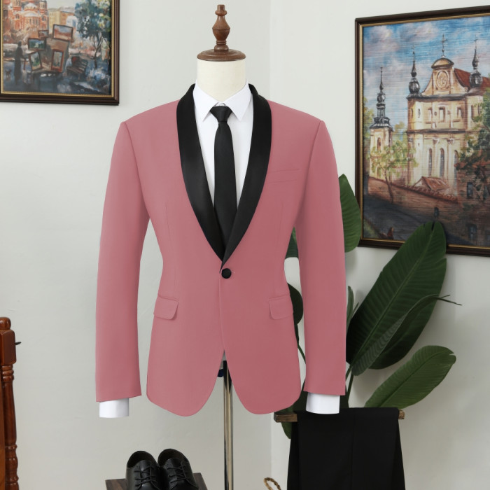 Vatasi Dusty Pink Shawl Lapel Best Fitted Prom Men Suits