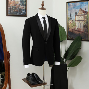 Vatasi Classic Black Shawl Lapel Wedding Men Suits