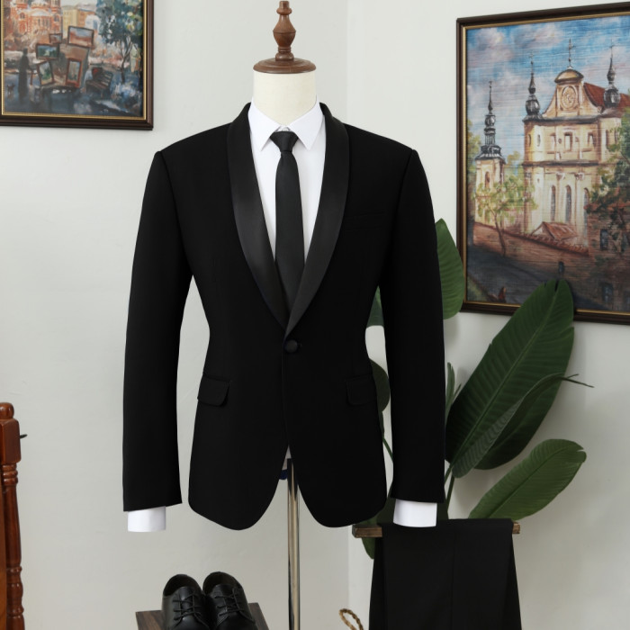 Vatasi Classic Black Shawl Lapel Wedding Men Suits