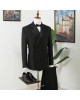 Vatasi Trendy Black Peaked Lapel Double Breasted Men Suit