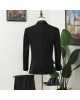 Vatasi Trendy Black Peaked Lapel Double Breasted Men Suit