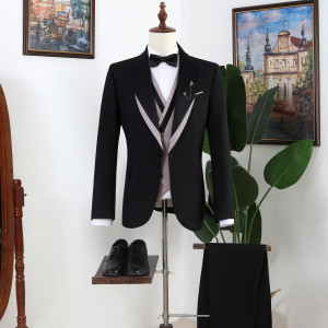 Vatasi Stylish Bespoke Black Three Pieces Prom Men Suits