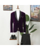 Vatasi Purple Velvet One Button Shawl Lapel Wedding Men Suits