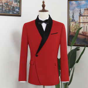 Vatasi Red Shawl Lapel One Button Slim Fit Wedding Men Suit