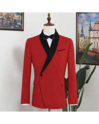 Vatasi Red Shawl Lapel One Button Slim Fit Wedding Men Suit